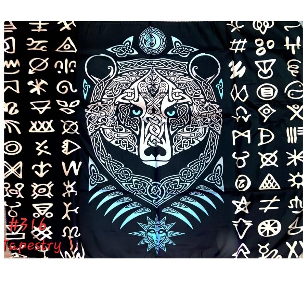 Norse Rune Viking Bear Tapestry Hanging Wall Decor‎